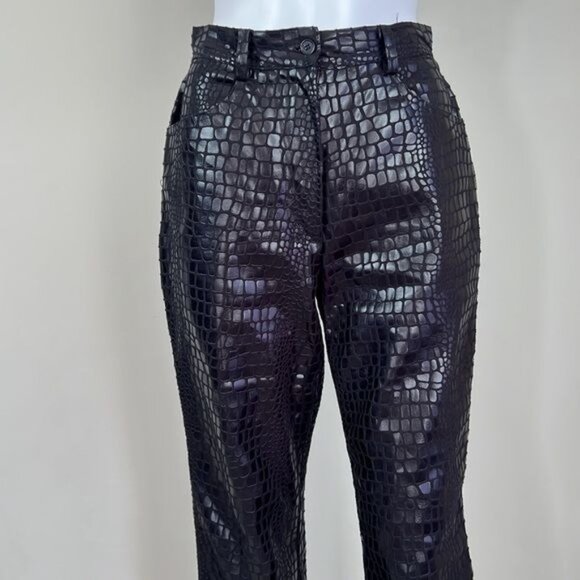 Vintage Selene Croc Coated Straight Leg Pant - 6 - Picture 4 of 12